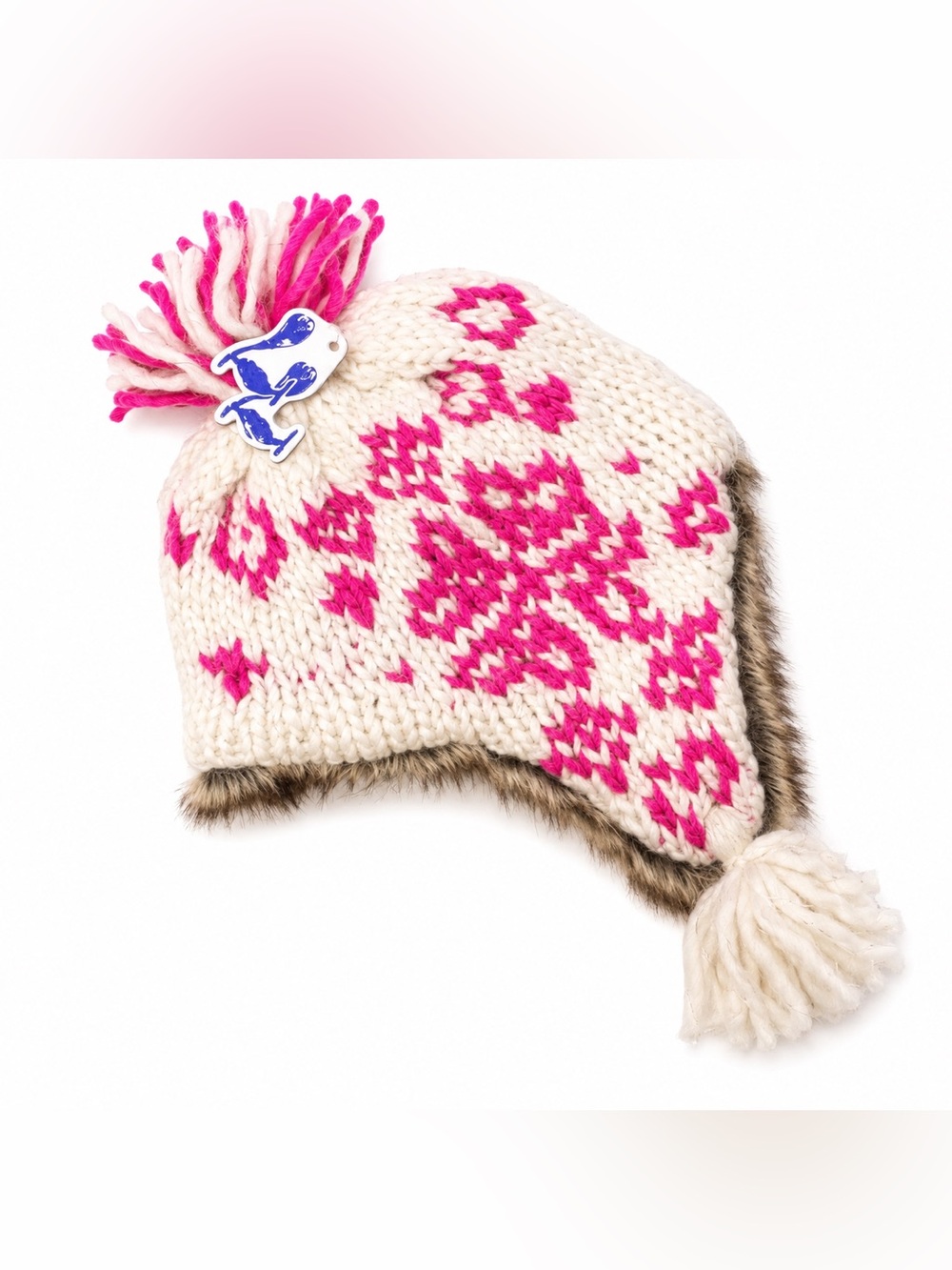 77 Kids. New with tags. One size Fits all. Faux Fur lined Winter Hat. Hot Pink